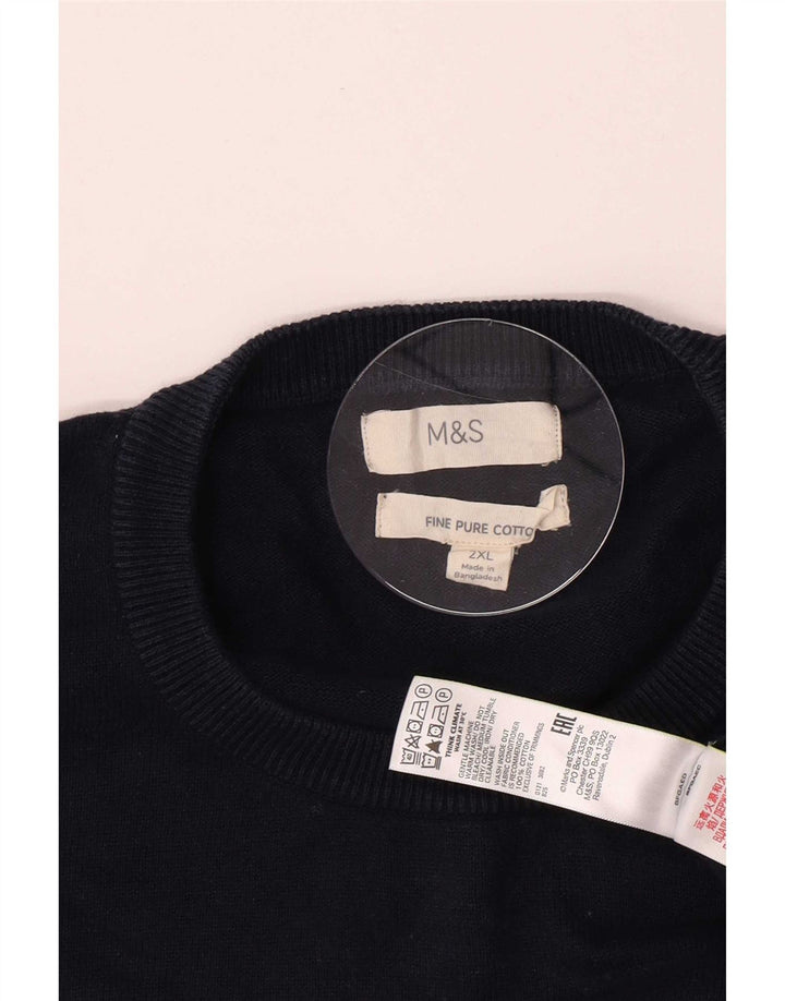 Marks & Spencer Herren-Pullover mit Rundhalsausschnitt, 2XL, marineblaue Baumwolle