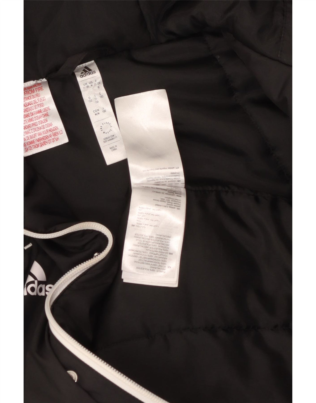 Adidas Jungen wattierte Jacke mit Kapuze, 11–12 Jahre, schwarzes Polyester