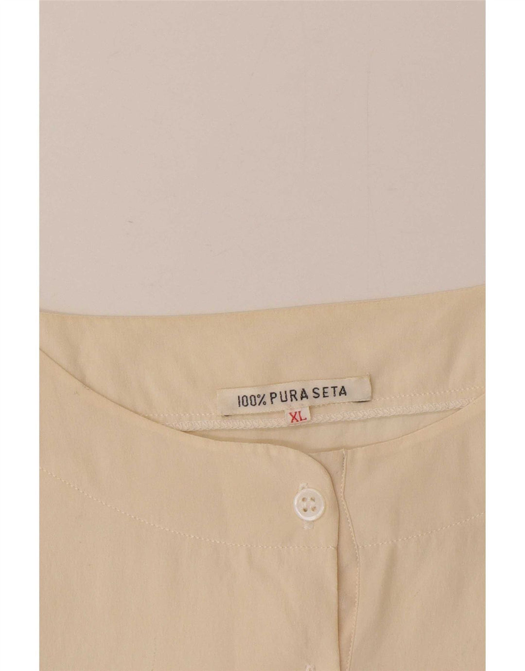 Vintage Damen Bluse Top UK 18 XL Beige Seide