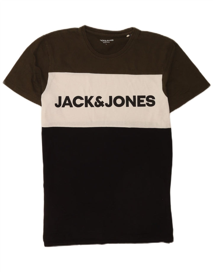 Jack & Jones Herren-T-Shirt mit Grafik, groß, mehrfarbig, Farbblock
