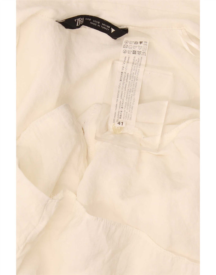 Zara Damen Hemdbluse UK 10 Small Off White Modal