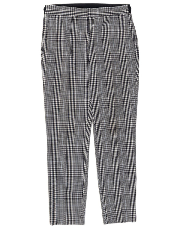 Schmale, verkürzte Damenhose von Zara, Größe S, W26, L26, Marineblau, kariert, Polyester
