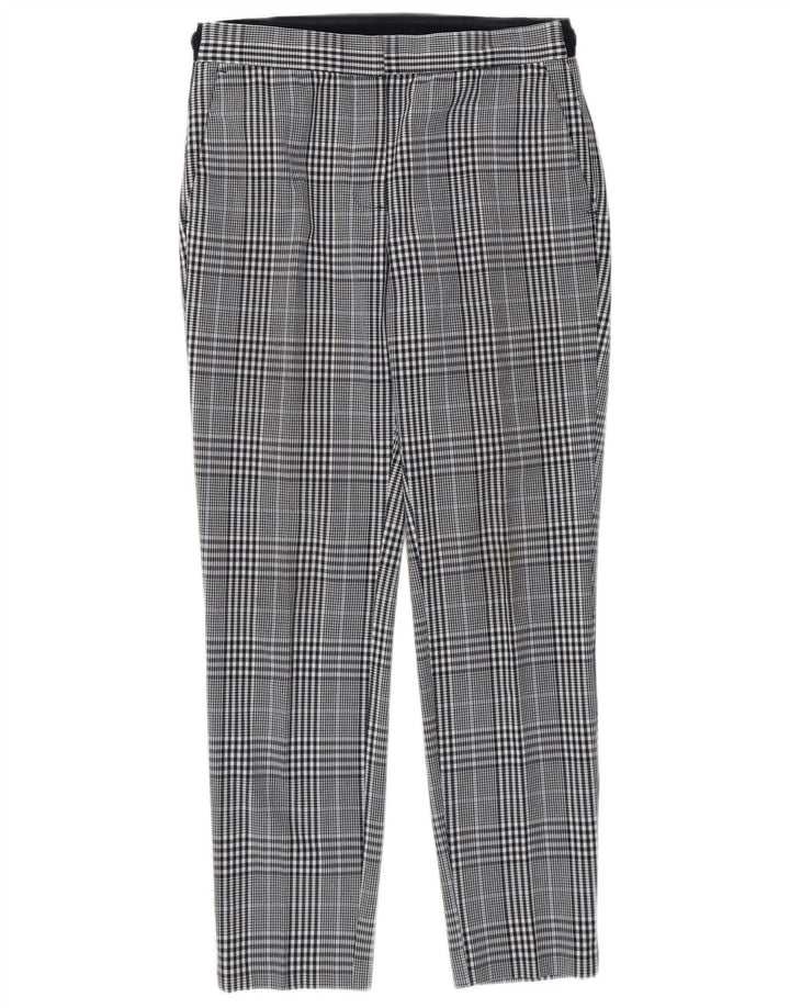 Schmale, verkürzte Damenhose von Zara, Größe S, W26, L26, Marineblau, kariert, Polyester