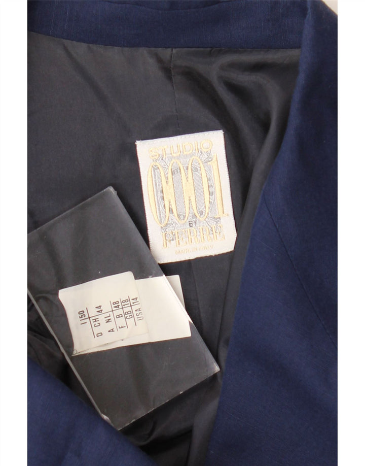 Ferre Damen 001 1 Knopf Kurzarm Blazer Jacke UK 18 XL Marineblau