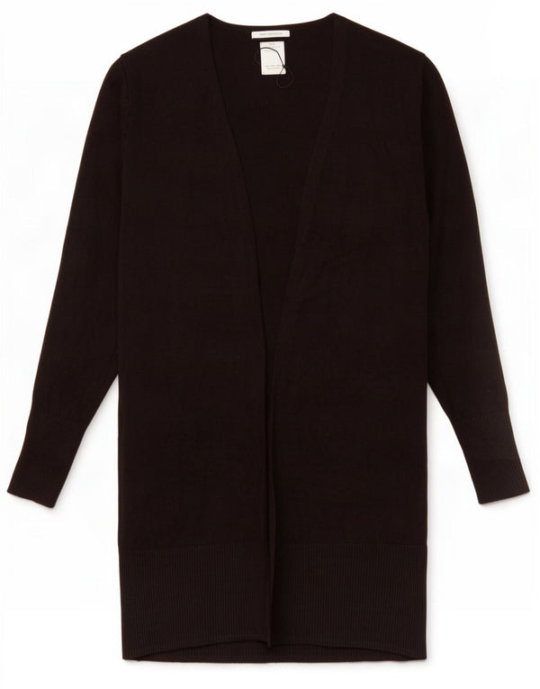 Zara Mädchen Longline Open Cardigan Pullover 7-8 Jahre Schwarz Acryl