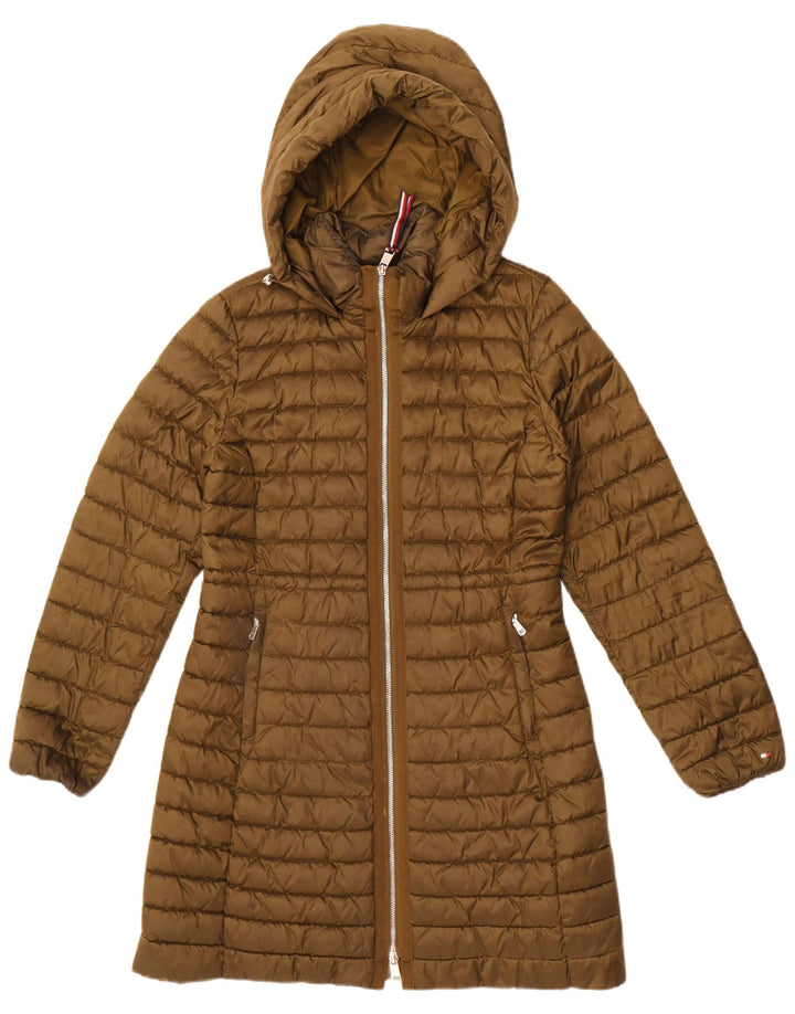 Tommy Hilfiger Wattierter Damenmantel mit Kapuze, UK 14, Medium Khaki, Polyamid