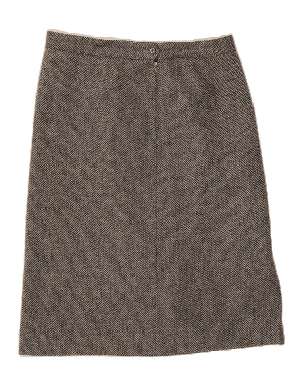 VINTAGE Womens Straight Skirt W27 Small Grey Herringbone