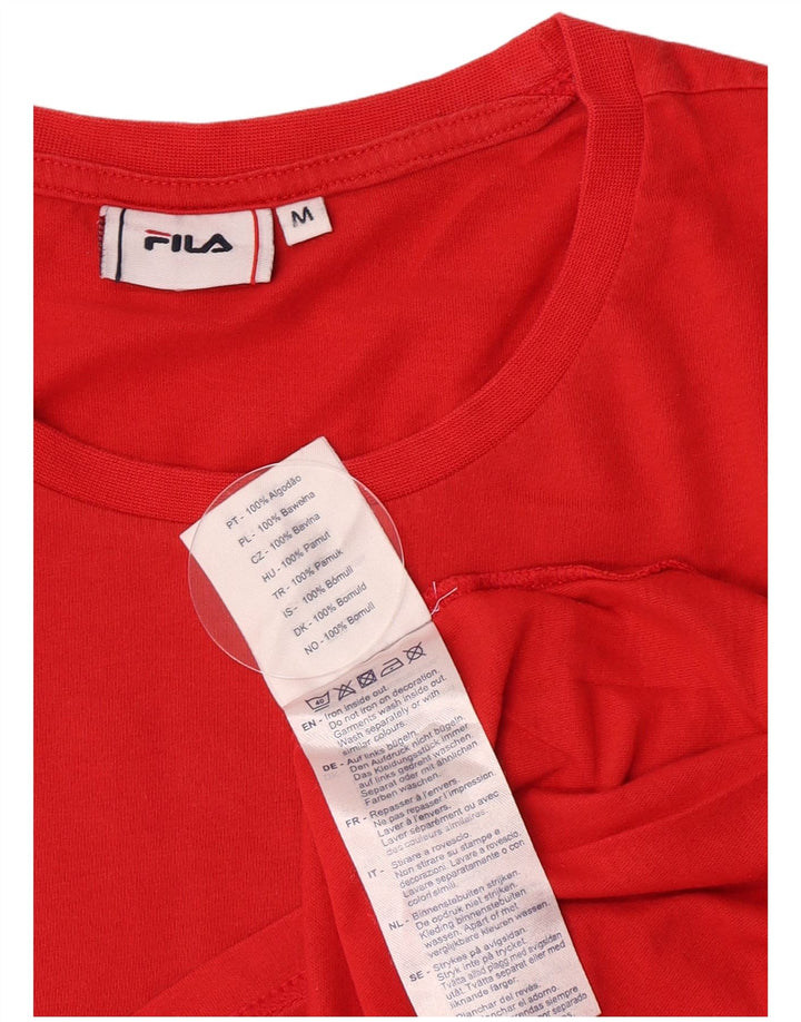 Fila Herren Grafik-T-Shirt-Oberteil aus mittelroter Colourblock-Baumwolle