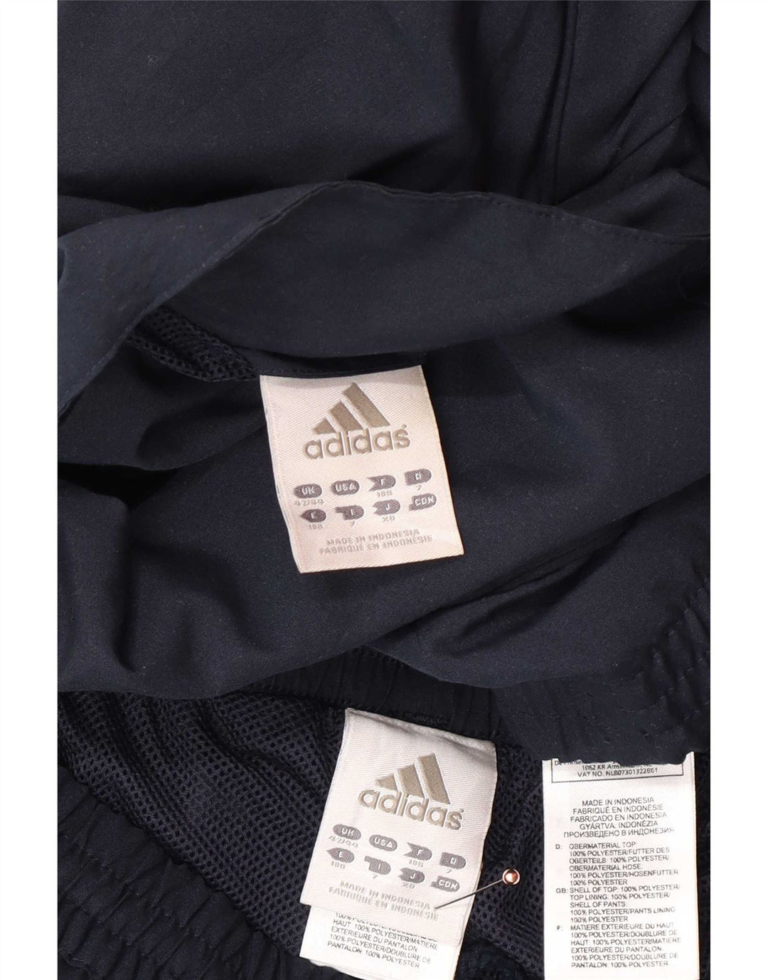 Adidas Herren-Trainingsanzug, UK, Größe 42/44, groß, marineblau, Polyester