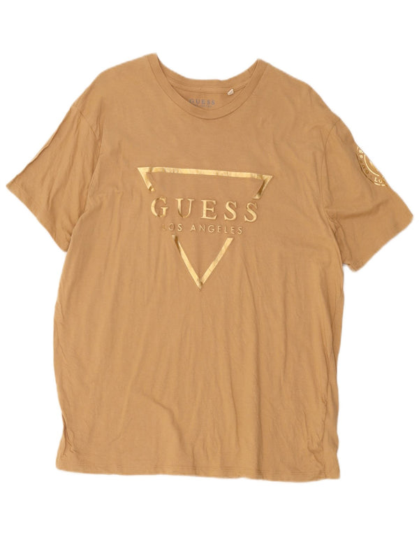Guess Damen-T-Shirt mit Grafik, UK 18, XL, Beige, Baumwolle