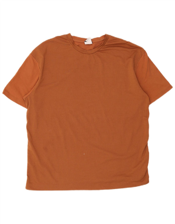 Zara Herren T-Shirt Top Large Braun Baumwolle