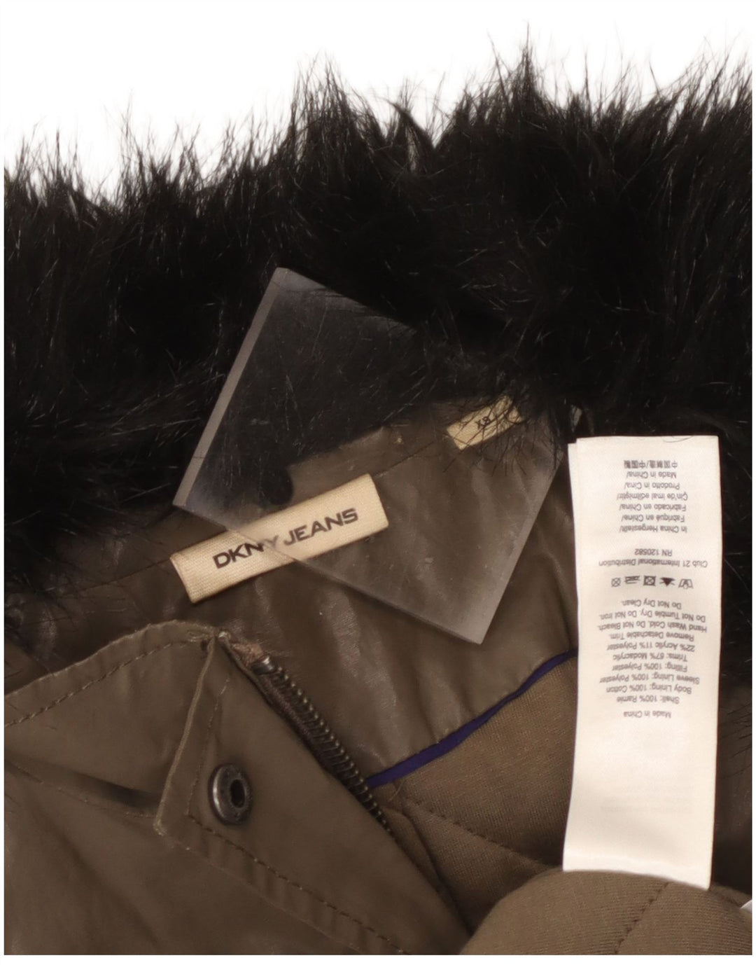 Dkny Damen Mantel UK 6 XS Khaki Ramie