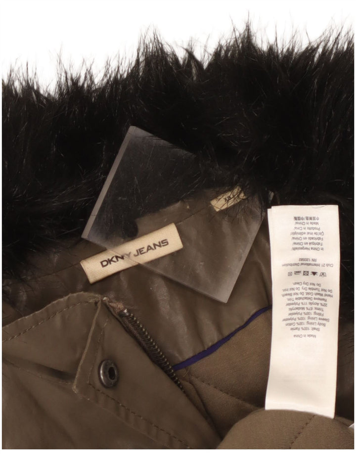 Dkny Damen Mantel UK 6 XS Khaki Ramie