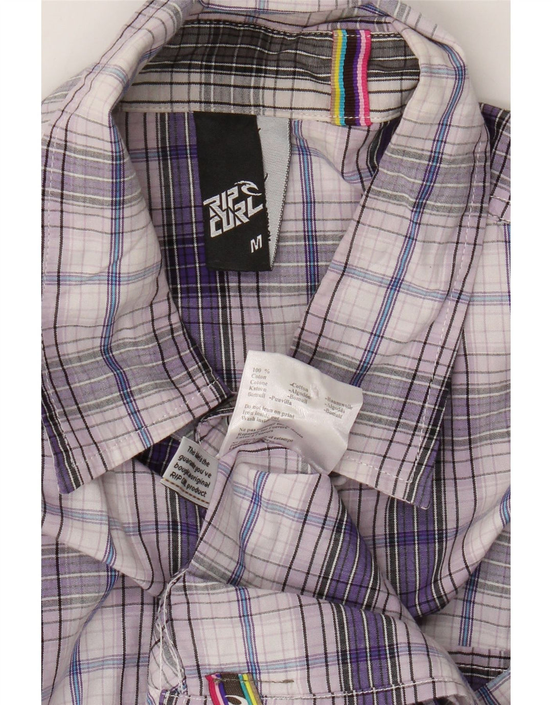 Rip Curl Herren-Kurzarmhemd aus mittelvioletter Karo-Baumwolle