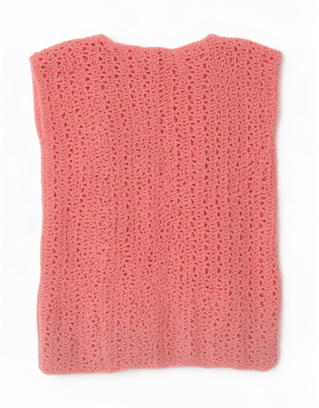 Vintage Damen Häkelweste Tank Top UK 12 Mittelrosa