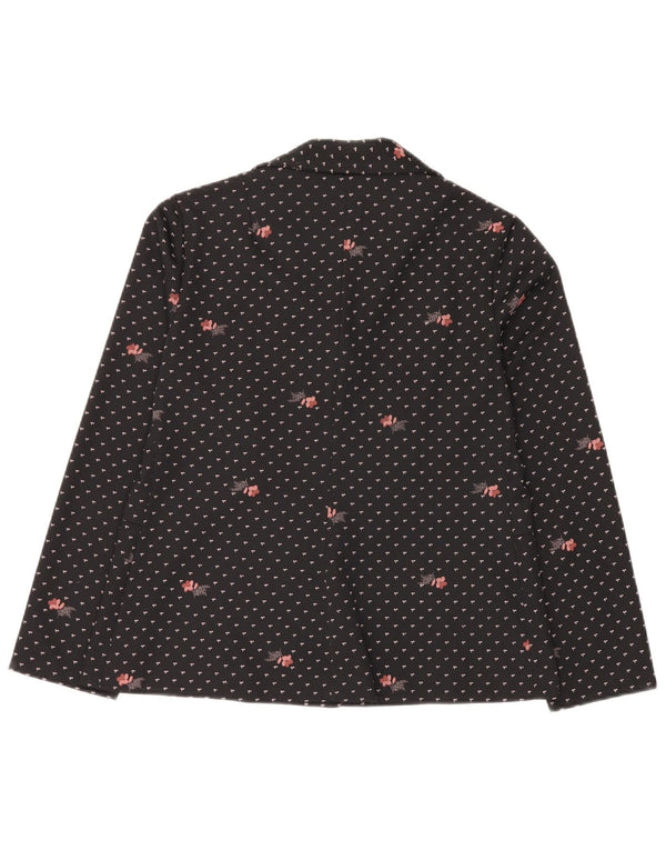 Romy Damen-Blazerjacke mit 4 Knöpfen, Gr. 44, Größe L, Schwarz, Blumenmuster, Polyester