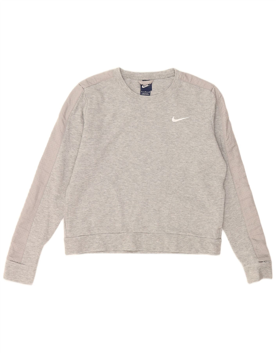 NIKE Womens Sweatshirt Jumper UK 14 Medium Grey Cotton
