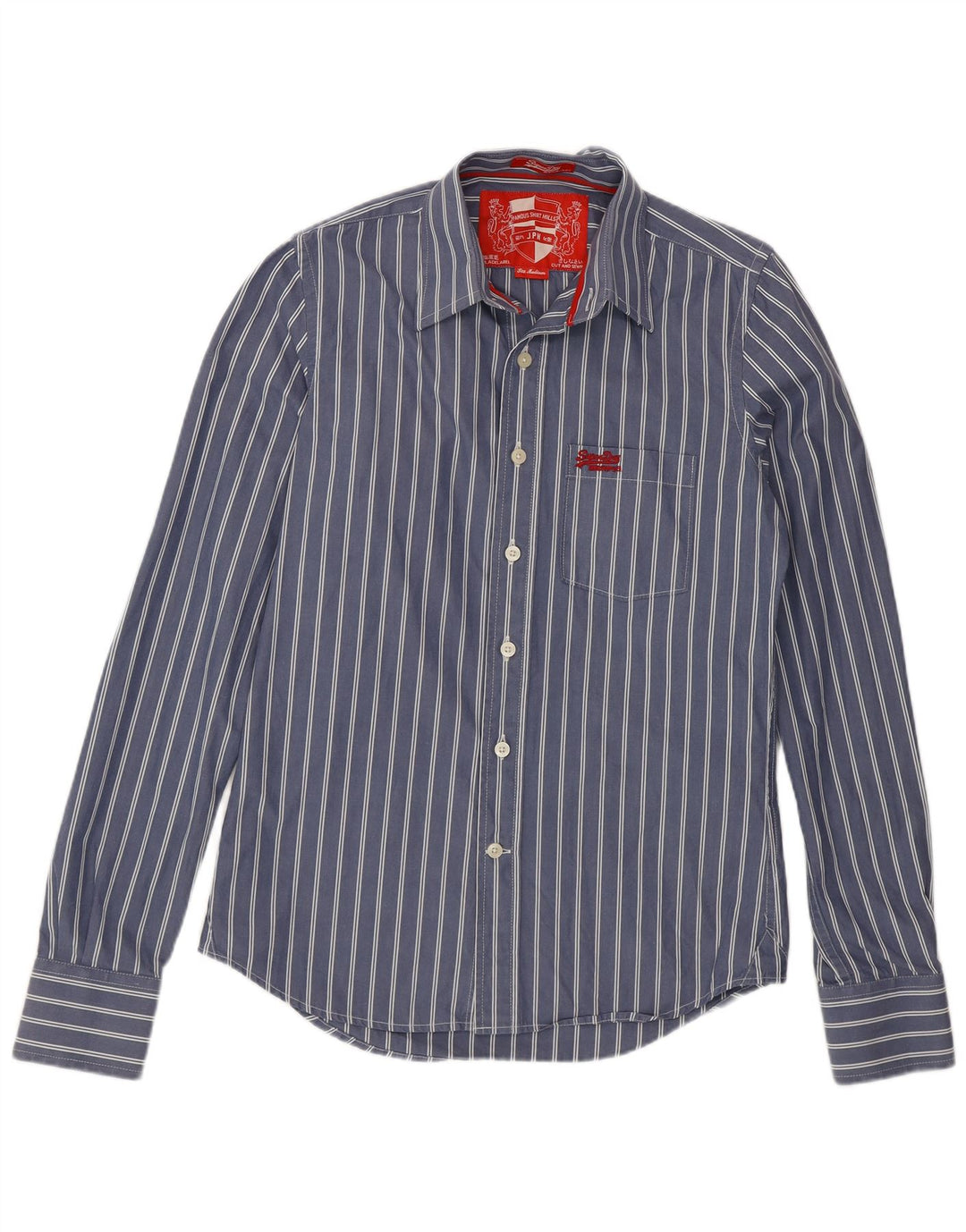 Superdry Herrenhemd aus mittelblauer, gestreifter Baumwolle