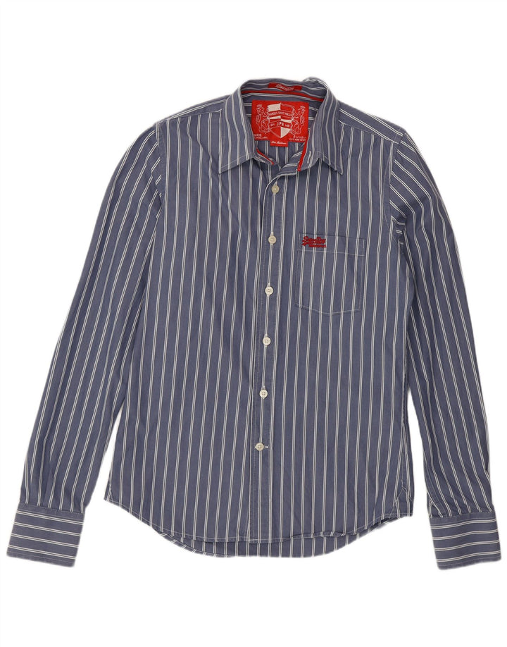Superdry Herrenhemd aus mittelblauer, gestreifter Baumwolle