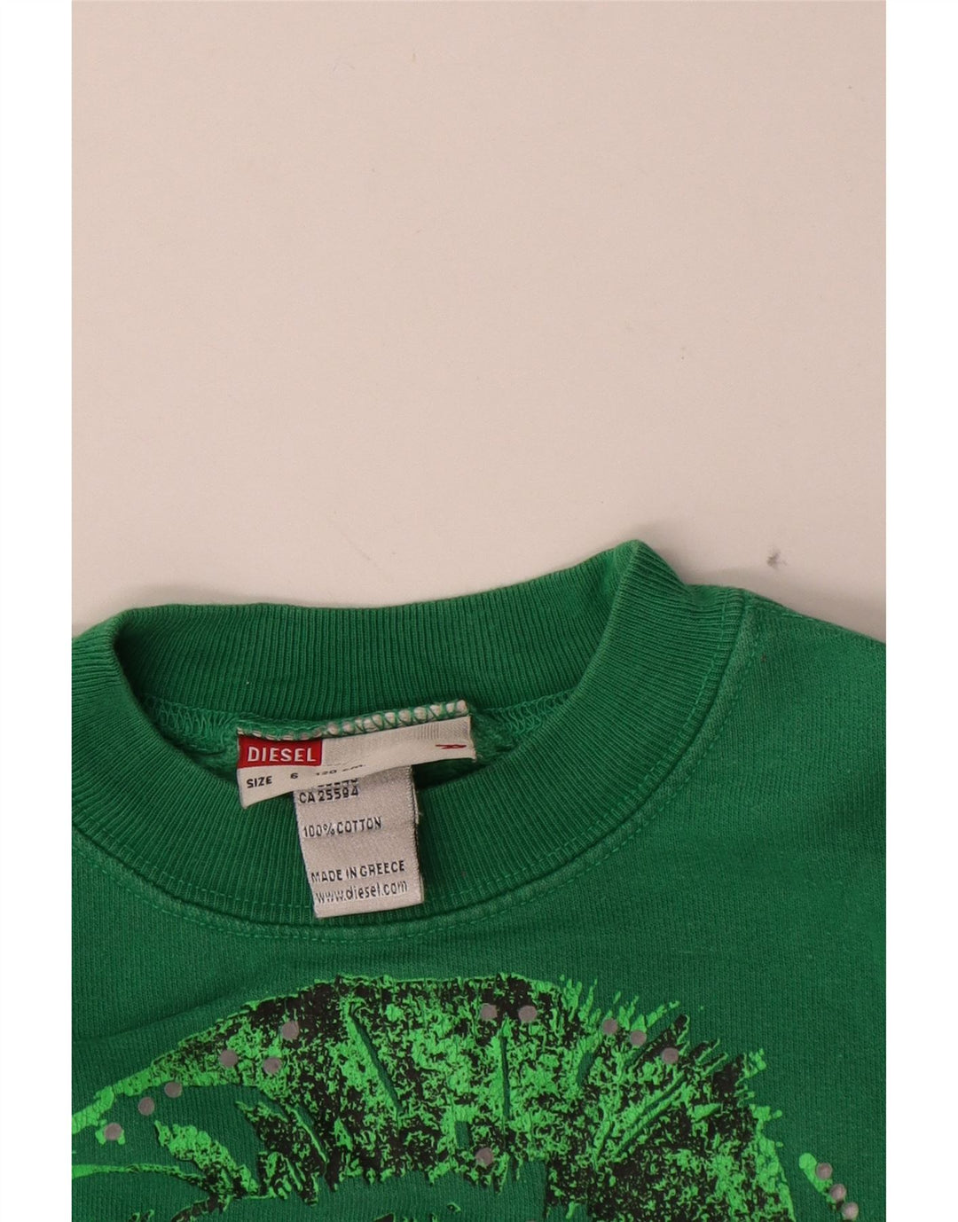 DIESEL Jungen-Sweatshirt mit Grafik, 5–6 Jahre, grüne Baumwolle