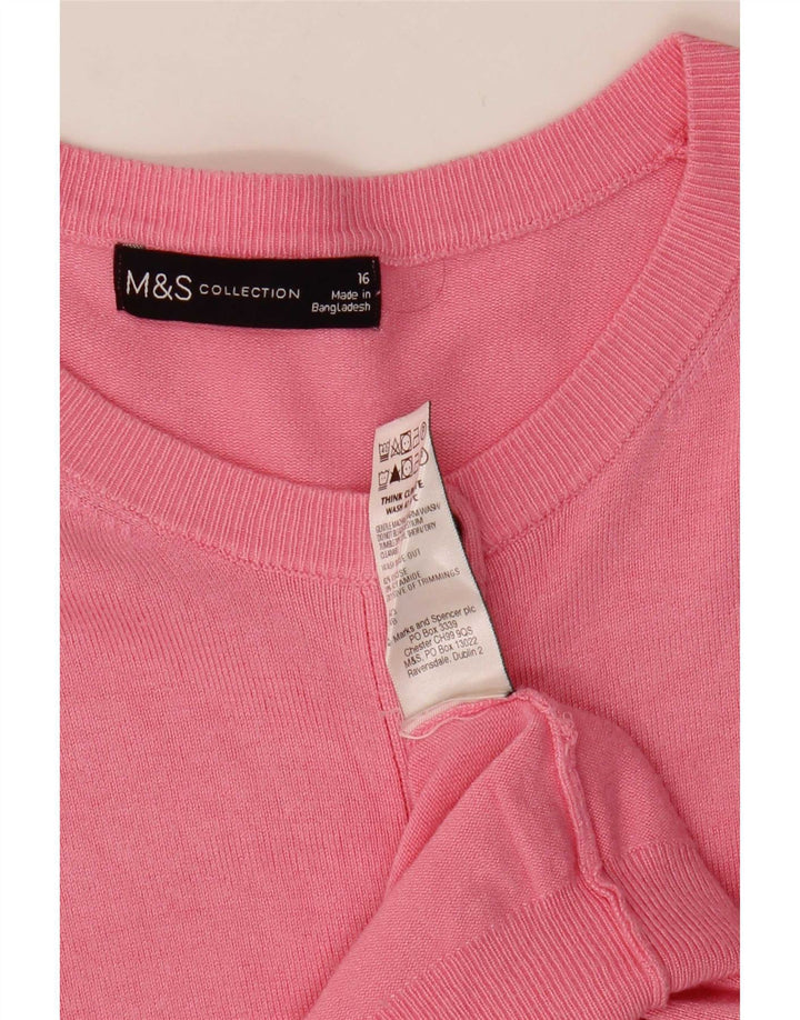 Marks & Spencer Damen Strickjacke Pullover UK 16 Große rosa Viskose