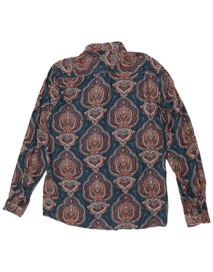 Over/D Herrenhemd 2XL Blaue Paisley-Viskose