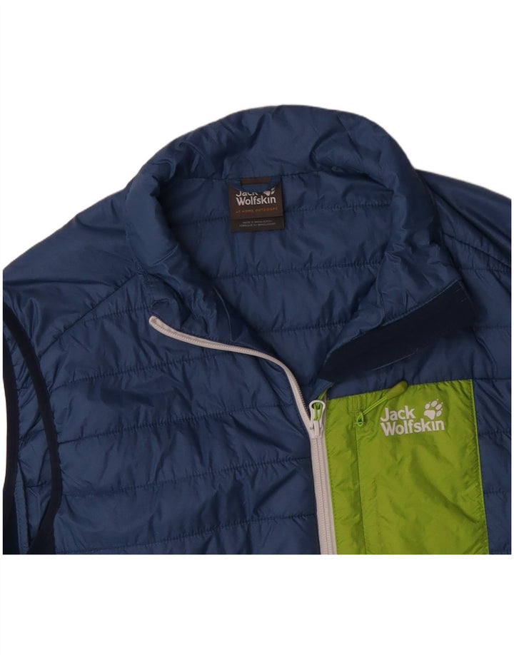 JACK WOLFSKIN Herren Wattierte Weste UK 40 Großes blaues Colourblock-Polyester