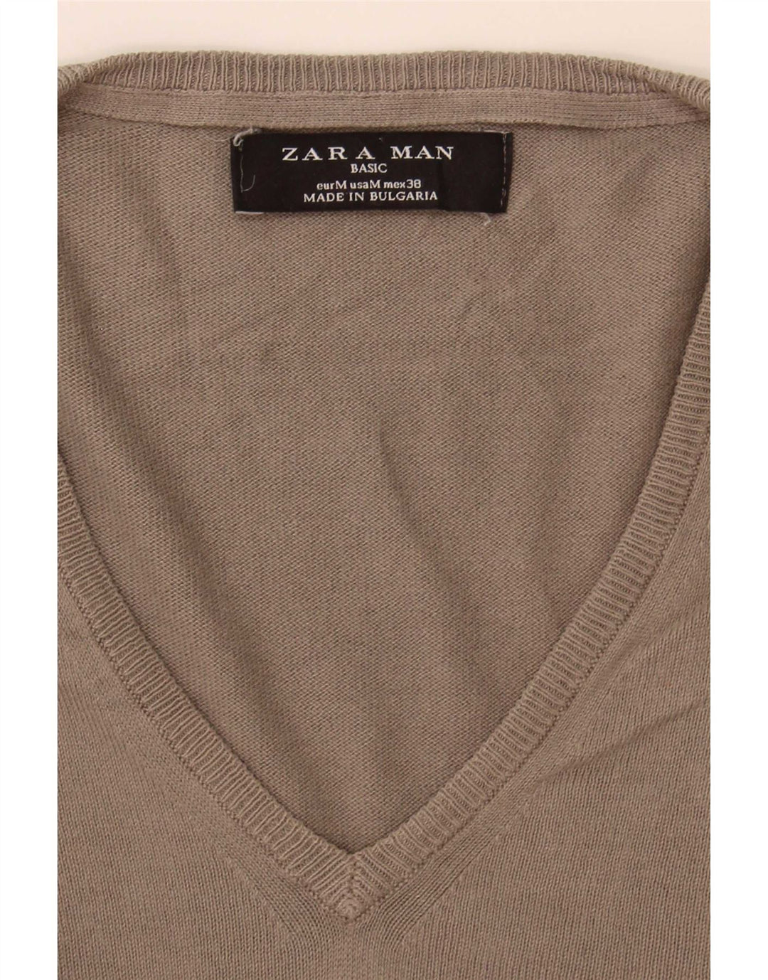 Zara Herren Pullover mit V-Ausschnitt Mittelgrau