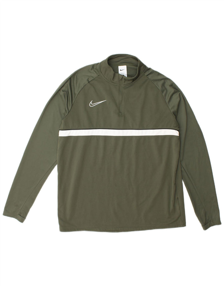 Nike Herren Dri Fit Pullover-Trainingsanzugoberteil mit Reißverschluss, Größe L, grün, Polyester