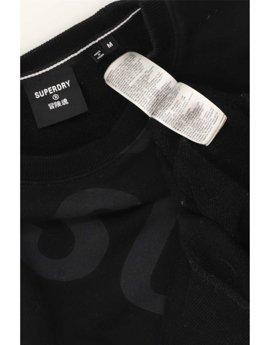 Superdry Herren Grafik-Sweatshirt-Pullover aus mittelschwarzer Baumwolle