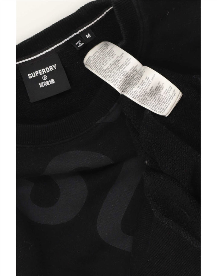 Superdry Herren Grafik-Sweatshirt-Pullover aus mittelschwarzer Baumwolle