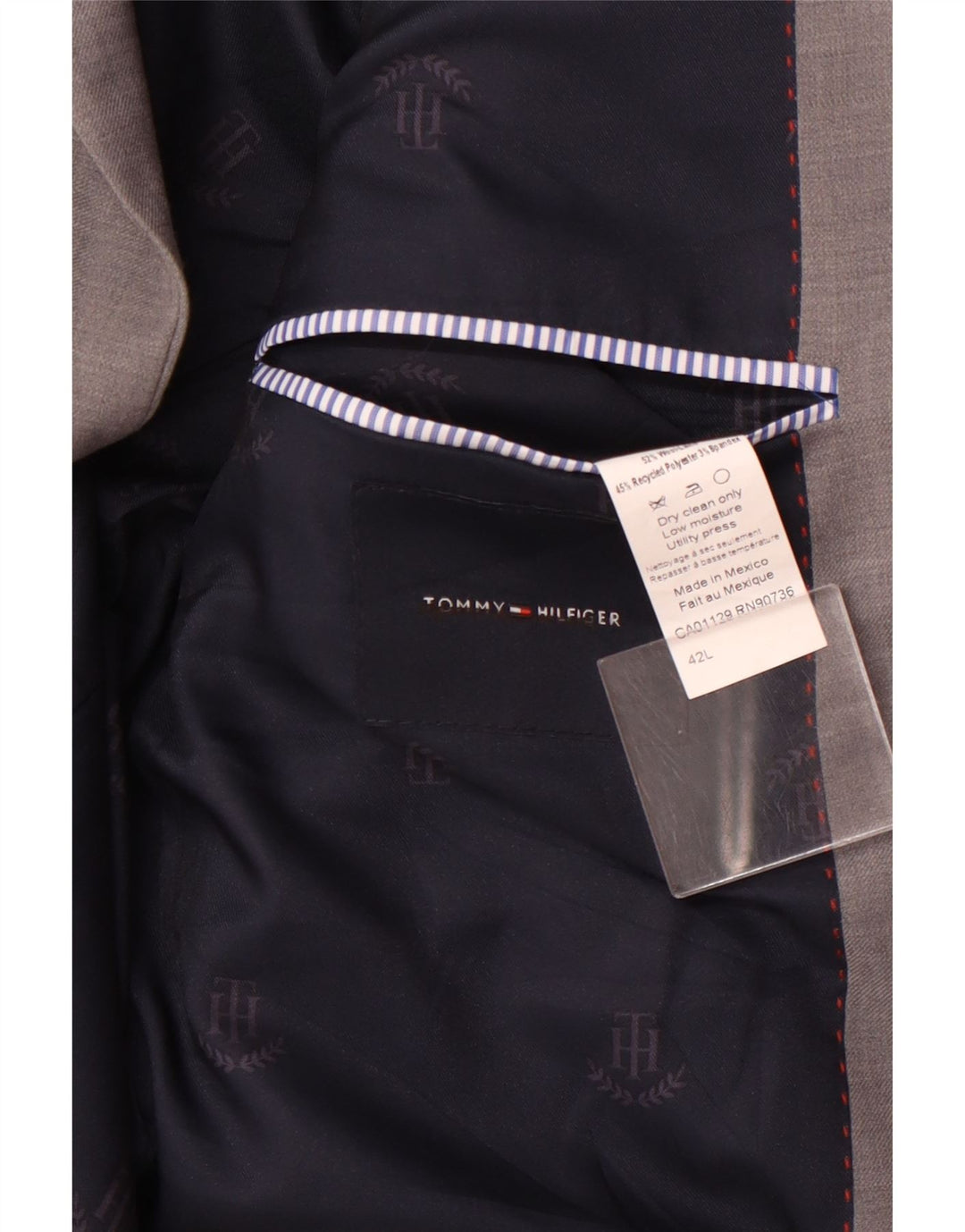 Tommy Hilfiger Herren Longline 2-Knopf-Blazerjacke EU 42 XL Graue Wolle