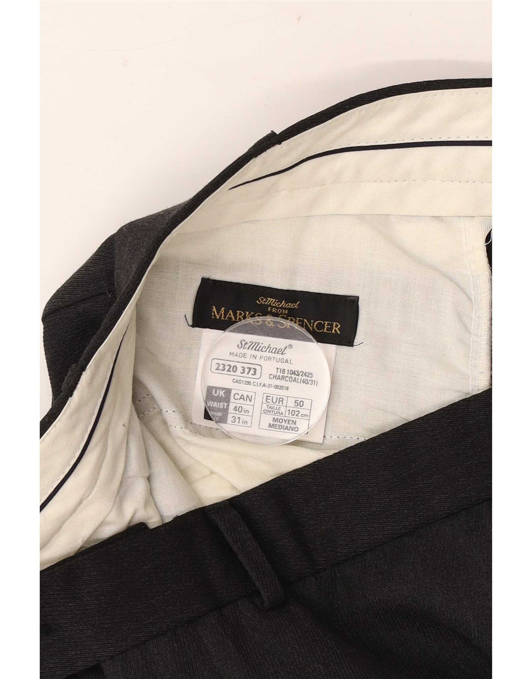 Gerade Herren-Anzughose von Marks & Spencer, W40, L28, grau, Polyester