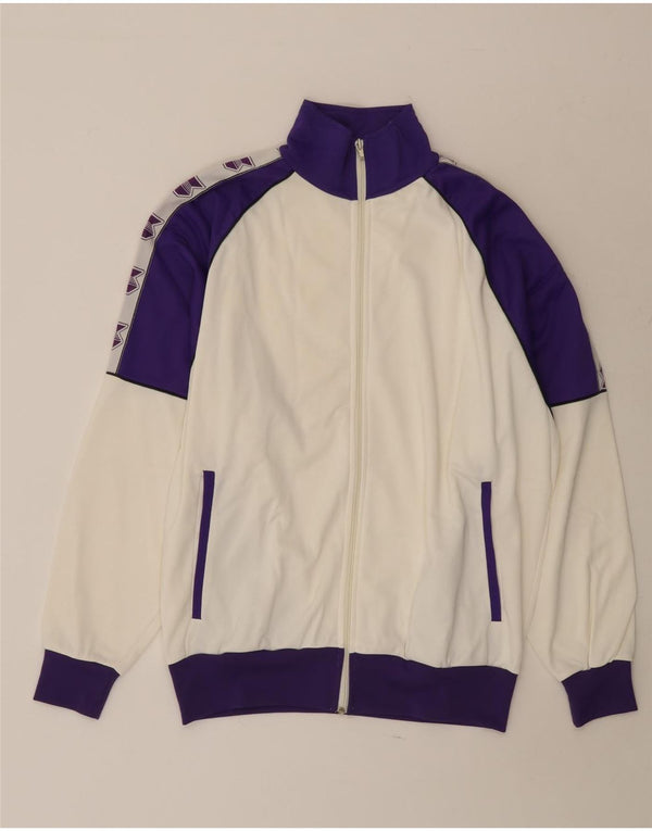 Vintage Herren-Trainingsanzug mit Grafik, groß, weißes Farbblock-Polyester