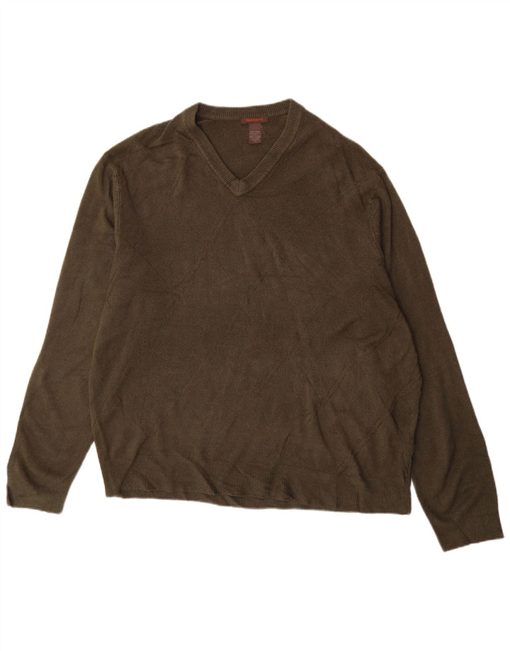 Dockers Herren-Pullover mit V-Ausschnitt, 2XL, Khaki, Acryl