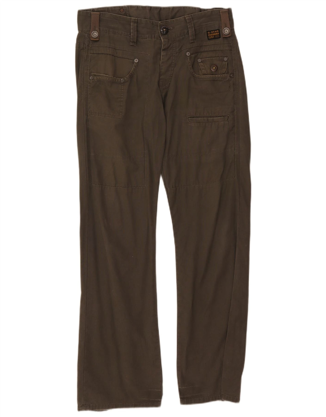 G-STAR Damen 3301 gerade Cargohose W33 L32 Khaki Baumwolle