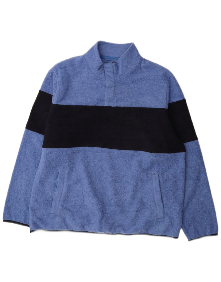 Marks & Spencer Herren-Fleecepullover mit Knopfkragen, XL, Blau, Farbblock