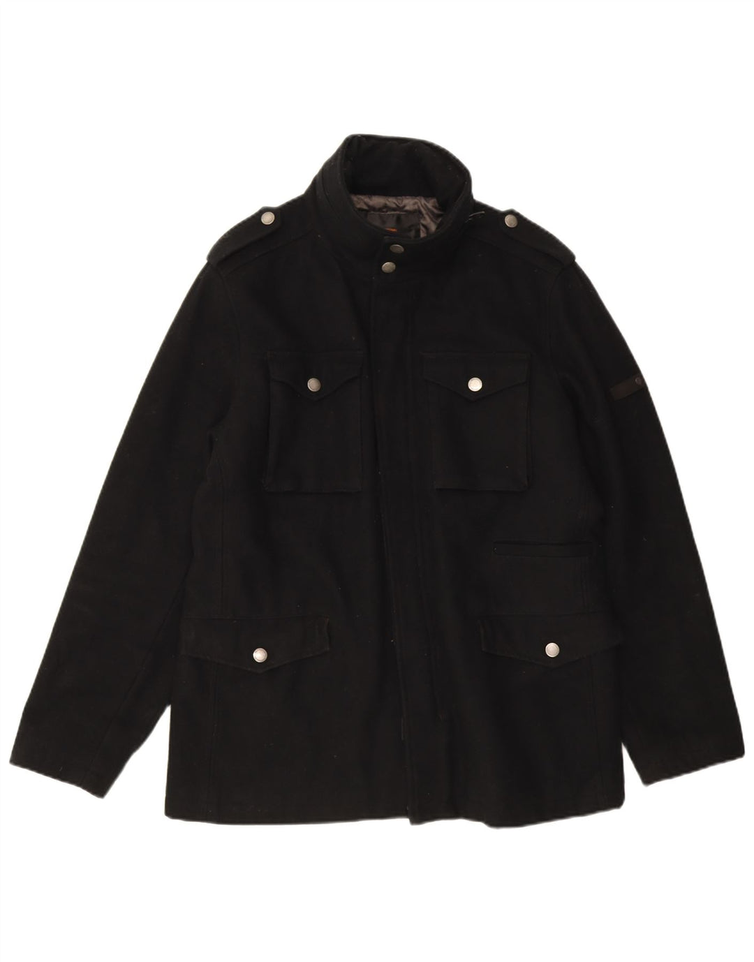 Ben Sherman Herren Utility Jacke UK 40 Große schwarze Wolle