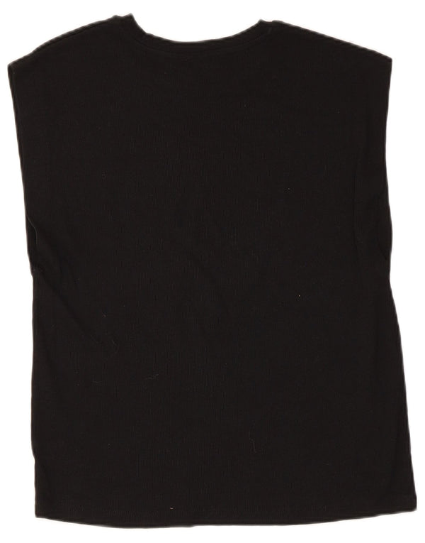 Zara Damen Weste Top UK 10 Small Schwarz Baumwolle