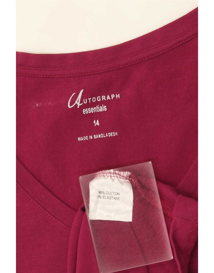 Marks & Spencer Damen Top Langarm UK 14 Large Burgunderrot Baumwolle