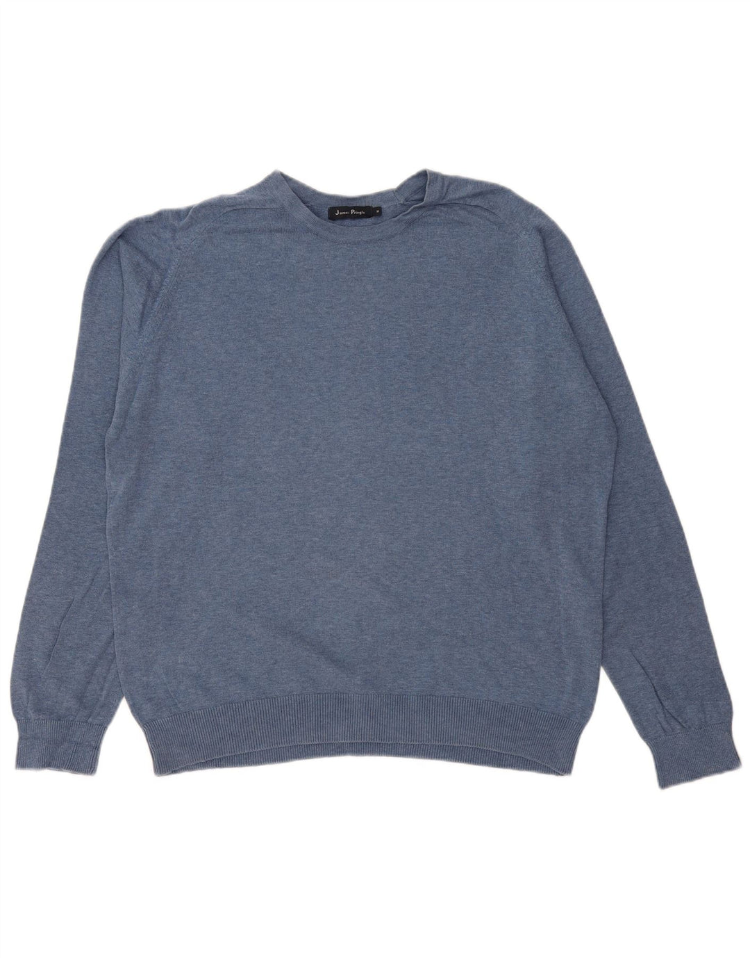 JAMES PRINGLE Herren-Pullover mit Rundhalsausschnitt, entspannte Passform, mittelblaue Baumwolle