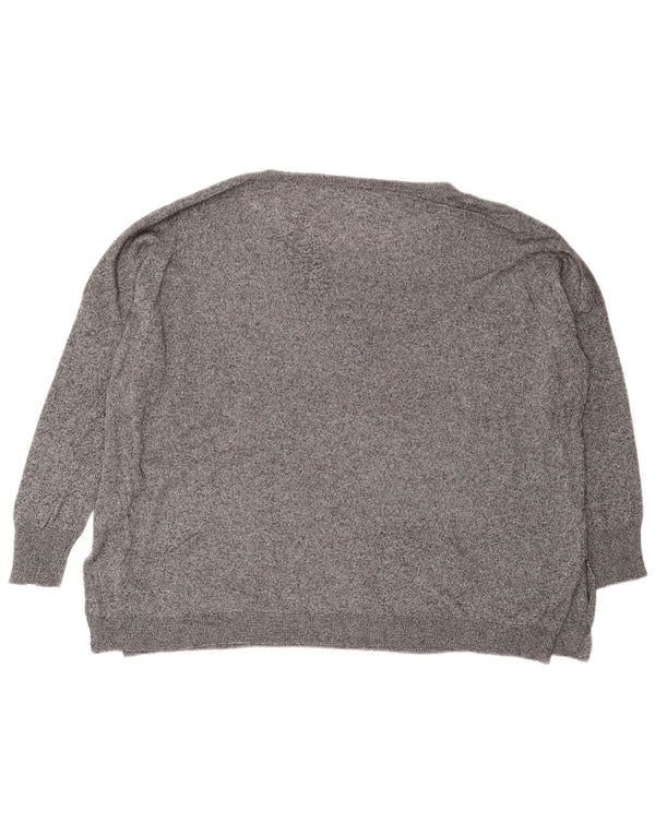 Zara Womens Oversized Boat Neck Jumper Sweater UK 16 Large Grey Flecked