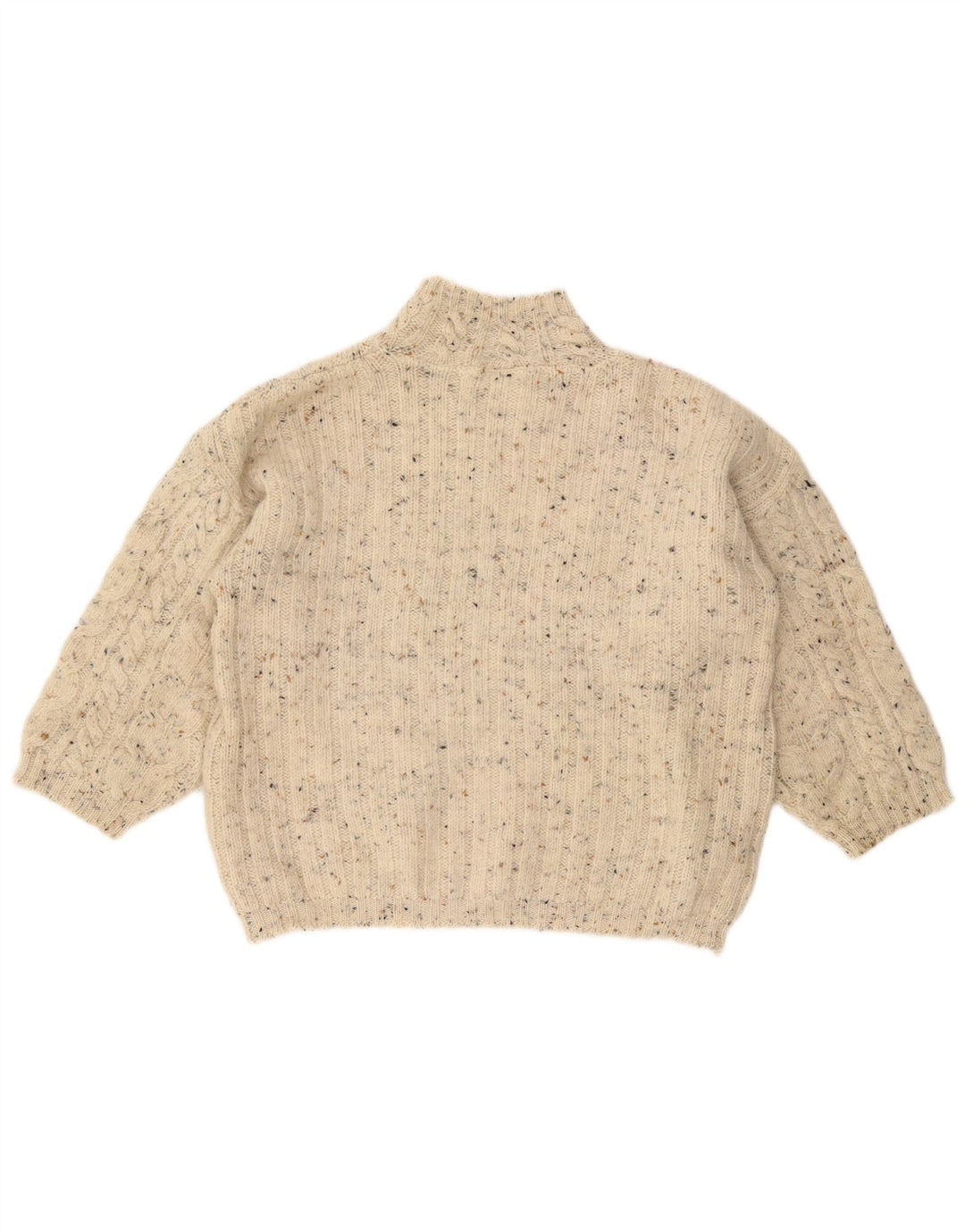 VINTAGE Damen Rollkragenpullover Pullover UK 18 XL Off White Flecked