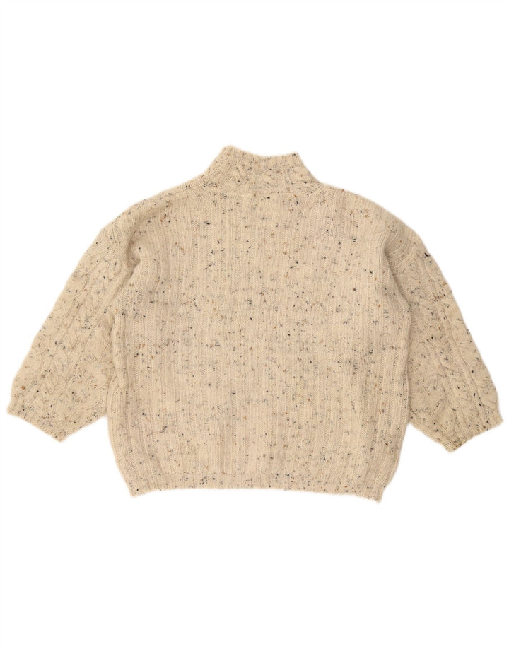 VINTAGE Damen Rollkragenpullover Pullover UK 18 XL Off White Flecked