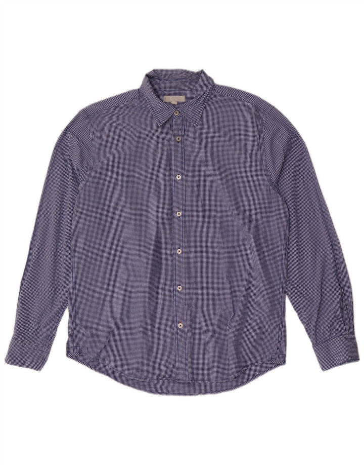 Boden Herren-Slim-Fit-Hemd, große blaue Gingham-Baumwolle