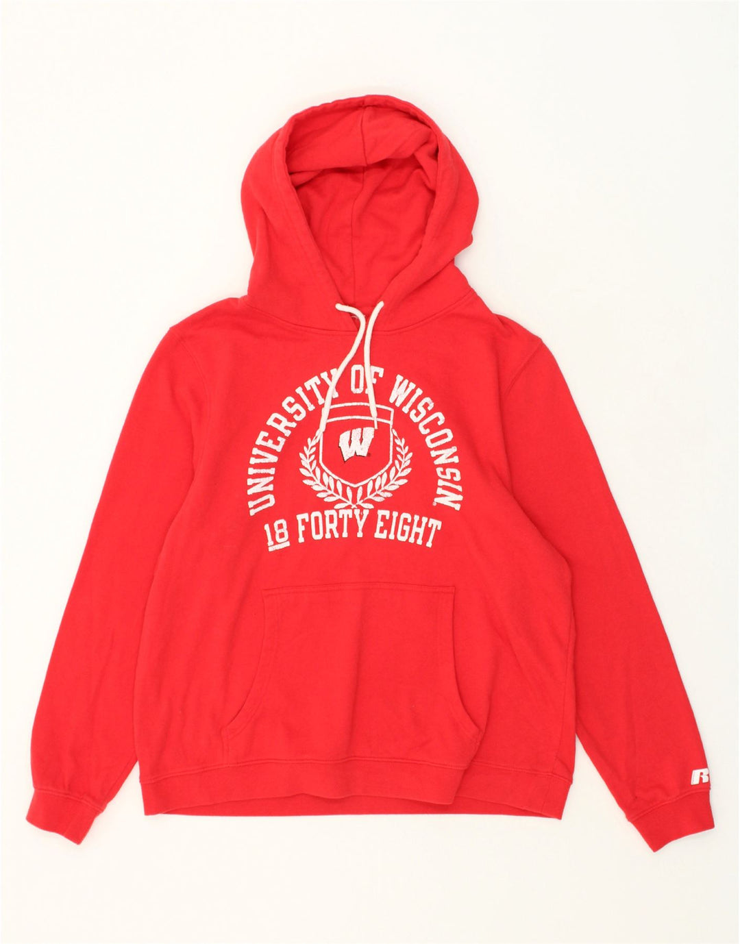 VINTAGE Mens Graphic Hoodie Jumper Medium Red Cotton Vintage Vintage and Second-Hand Vintage from Messina Hembry 