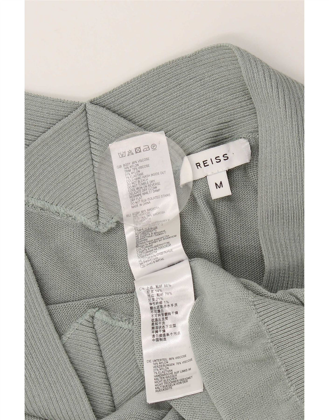 Reiss Damen Schulterfreier Pullover UK 14 Mittelgrüne Viskose