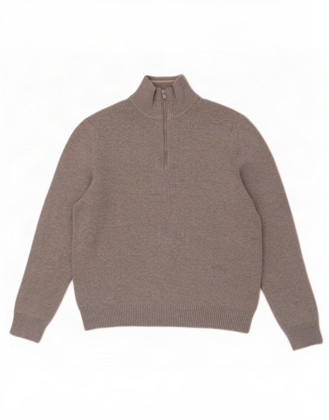 Marks & Spencer Herren-Pullover mit Reißverschluss am Hals, groß, aus grauem Polyester