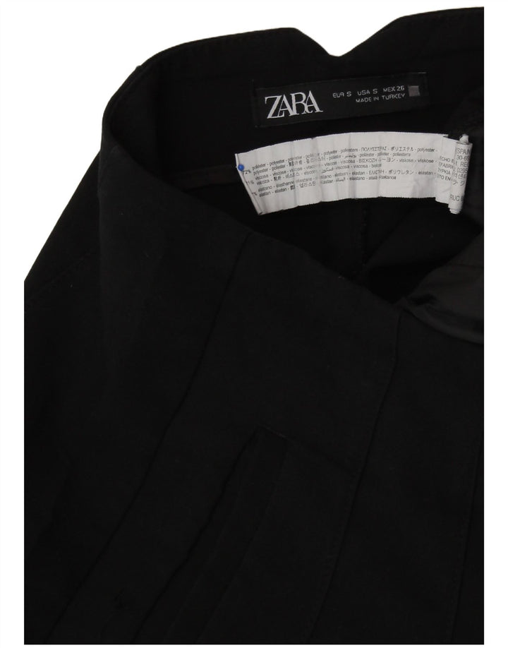 ZARA Damen Chino-Hose mit hoher Taille, schmal zulaufend, Größe S, W26, L26, Schwarz, Baumwolle