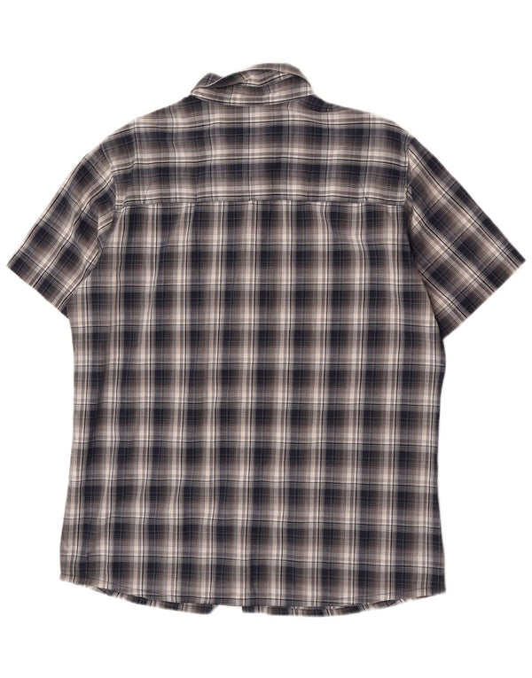 Jack Wolfskin Herren Kurzarmhemd UK 40/42 Large Navy Blue Check
